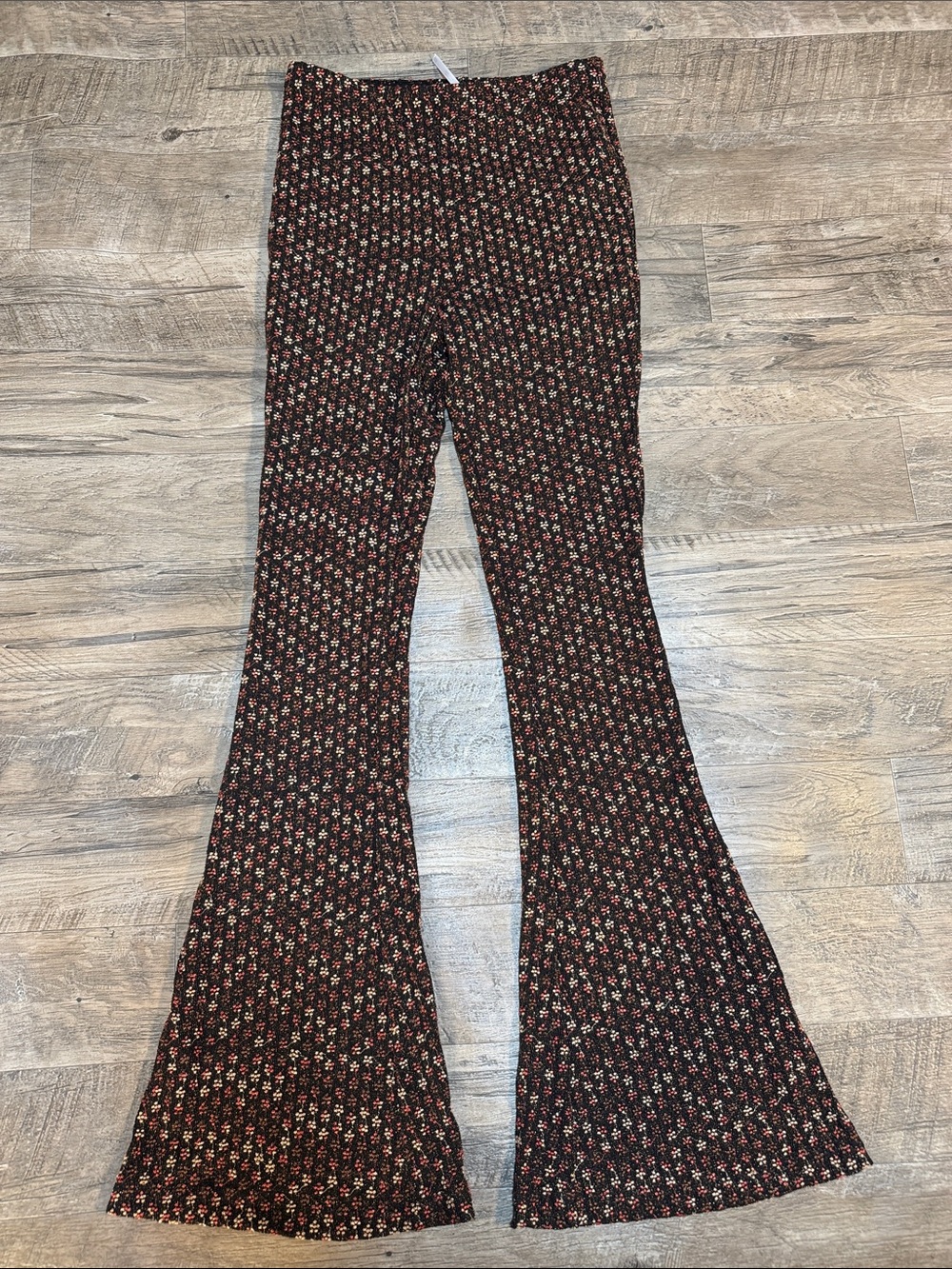 Free People Groovy Black Floral Flared Leggings - Size XS
